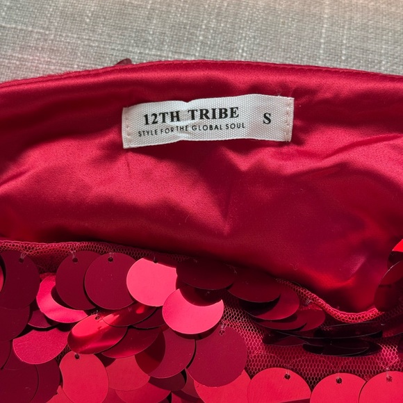 Red Sequin Short Skirt - Picture 3 of 3